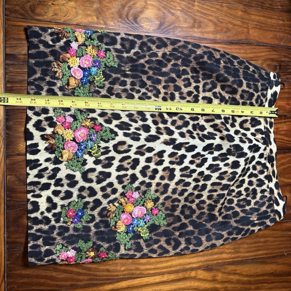 Vtg MOSCHINO Cheap and Chic Leopard Floral Embroidered Pencil Skirt Sz 8 A1574 - Picture 9 of 13